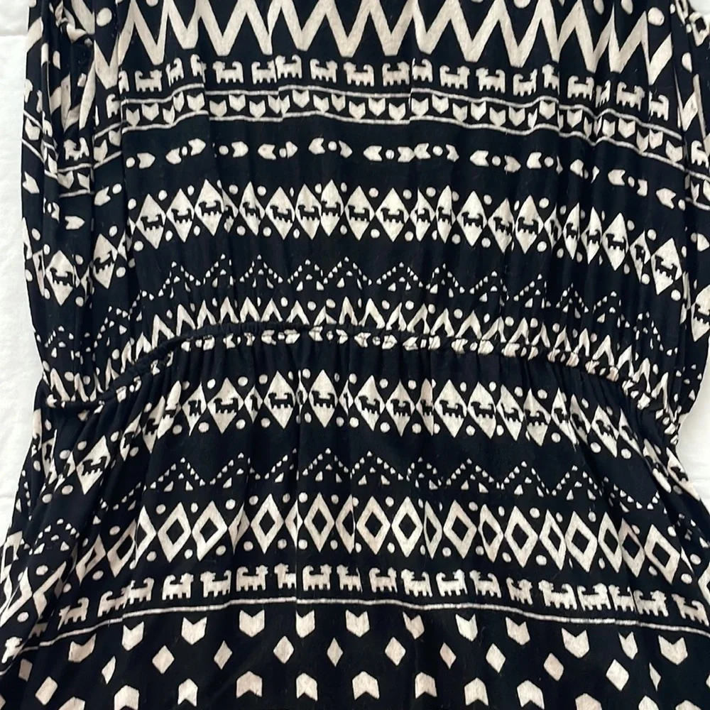Patrons of Peace Women’s Black Tribal Print Dress w/ Back Cut Out - Size Medium
